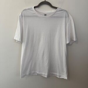 Frye womens XL White Cotton Blend Short Sleeve Crewneck Logo T-Shirt RN 145219